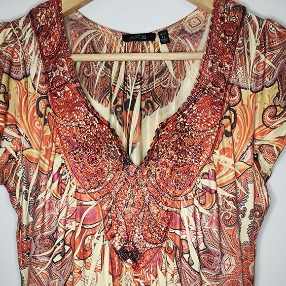 Petite APT.9 Orange Long Dress Embelished - Picture 3 of 4